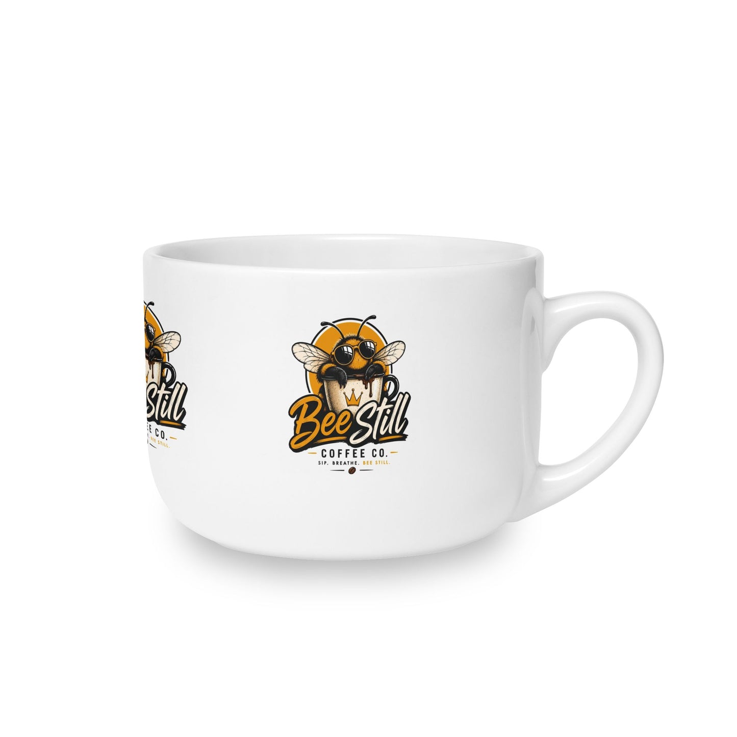 Bee Still Coffee Co. 25oz Ceramic Latte Mug — Large Bee Logo Coffee Cup