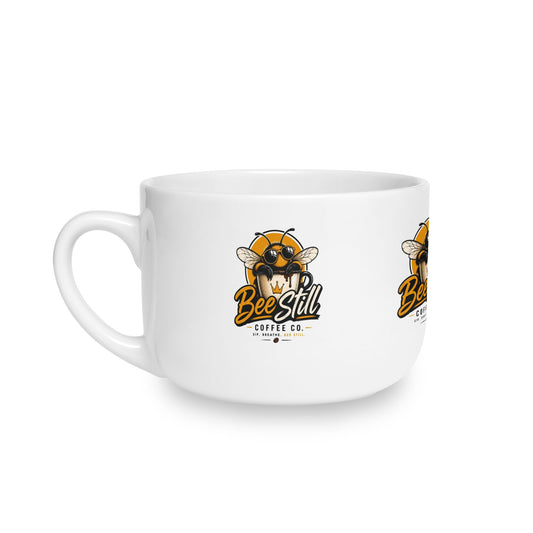 Bee Still Coffee Co. 25oz Ceramic Latte Mug — Large Bee Logo Coffee Cup