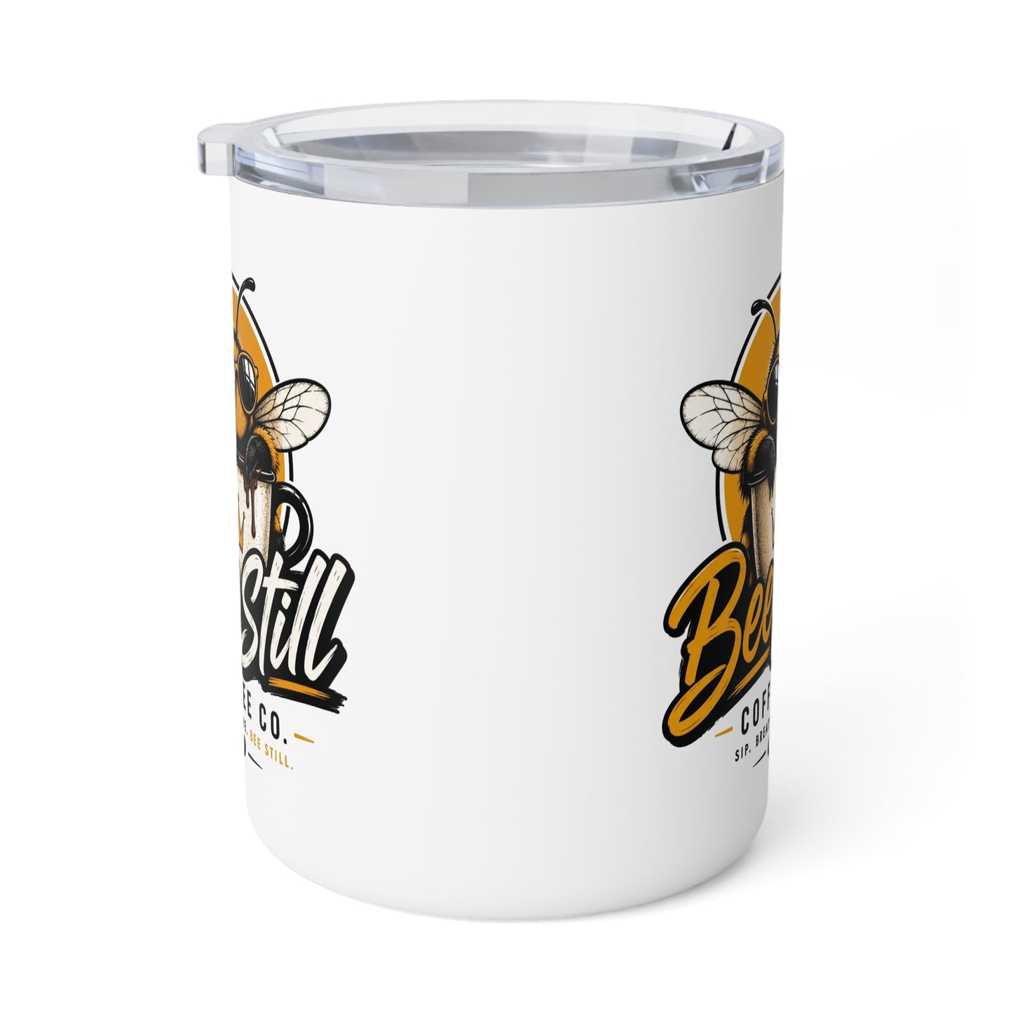 Bee Still Insulated Coffee Mug 10oz — Cute Bee Graphic Travel Tumbler